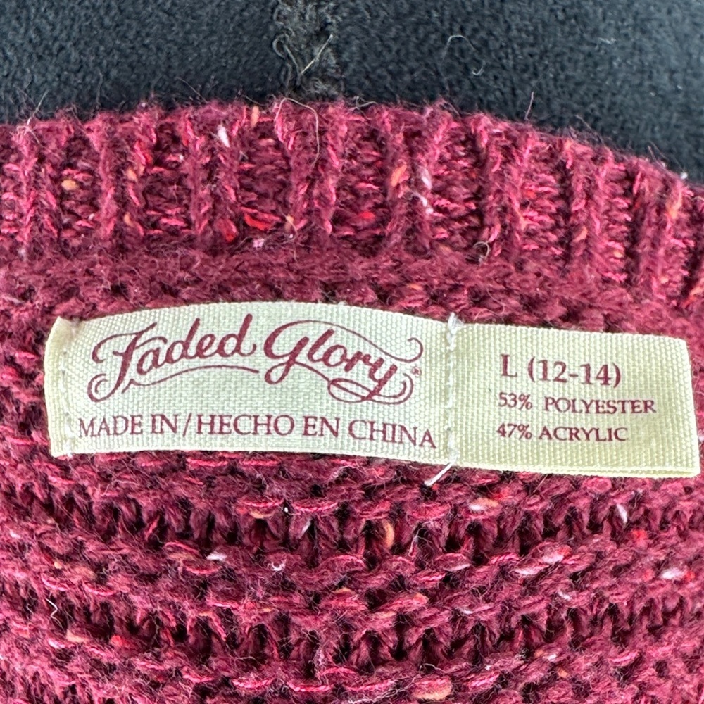 Faded Glory Long Sleeve Pull On Burgundy Sweater - Picture 4 of 6